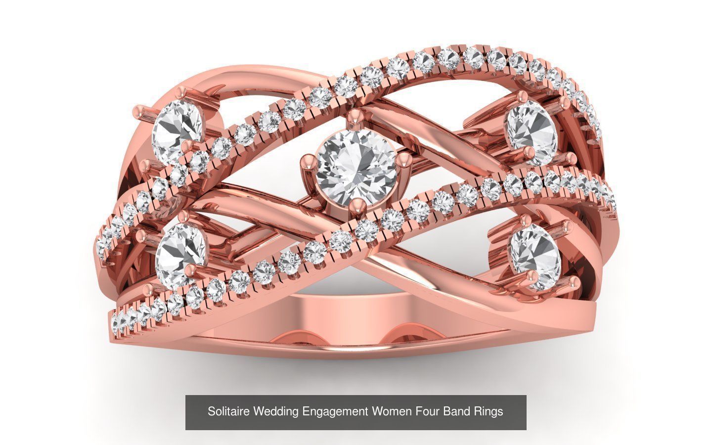49 Solitaire Wedding Engagement Four Band Rings Collection _37