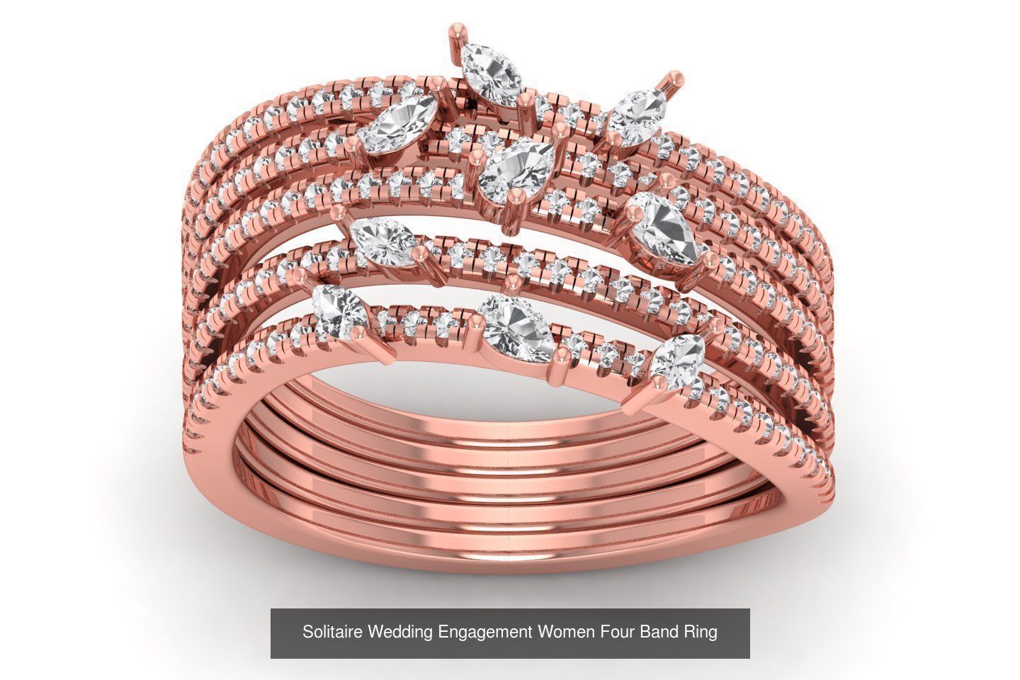 49 Solitaire Wedding Engagement Four Band Rings Collection _24