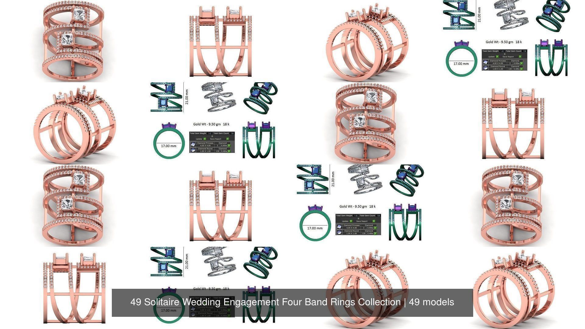 49 Solitaire Wedding Engagement Four Band Rings Collection _5