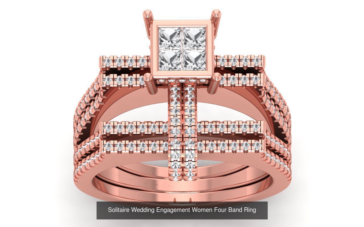 49 Solitaire Wedding Engagement Four Band Rings Collection _30