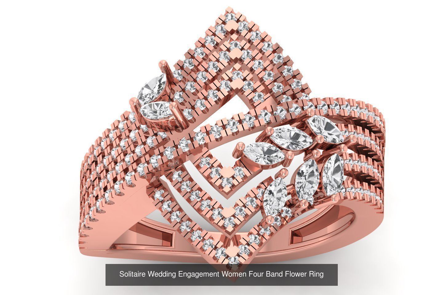 49 Solitaire Wedding Engagement Four Band Rings Collection _25