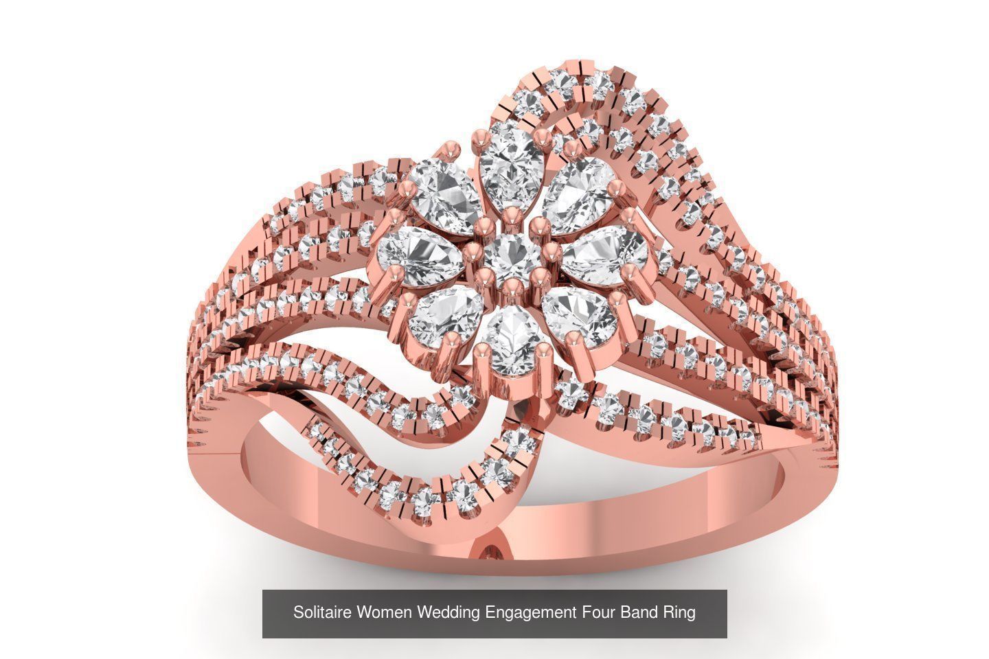 49 Solitaire Wedding Engagement Four Band Rings Collection _20