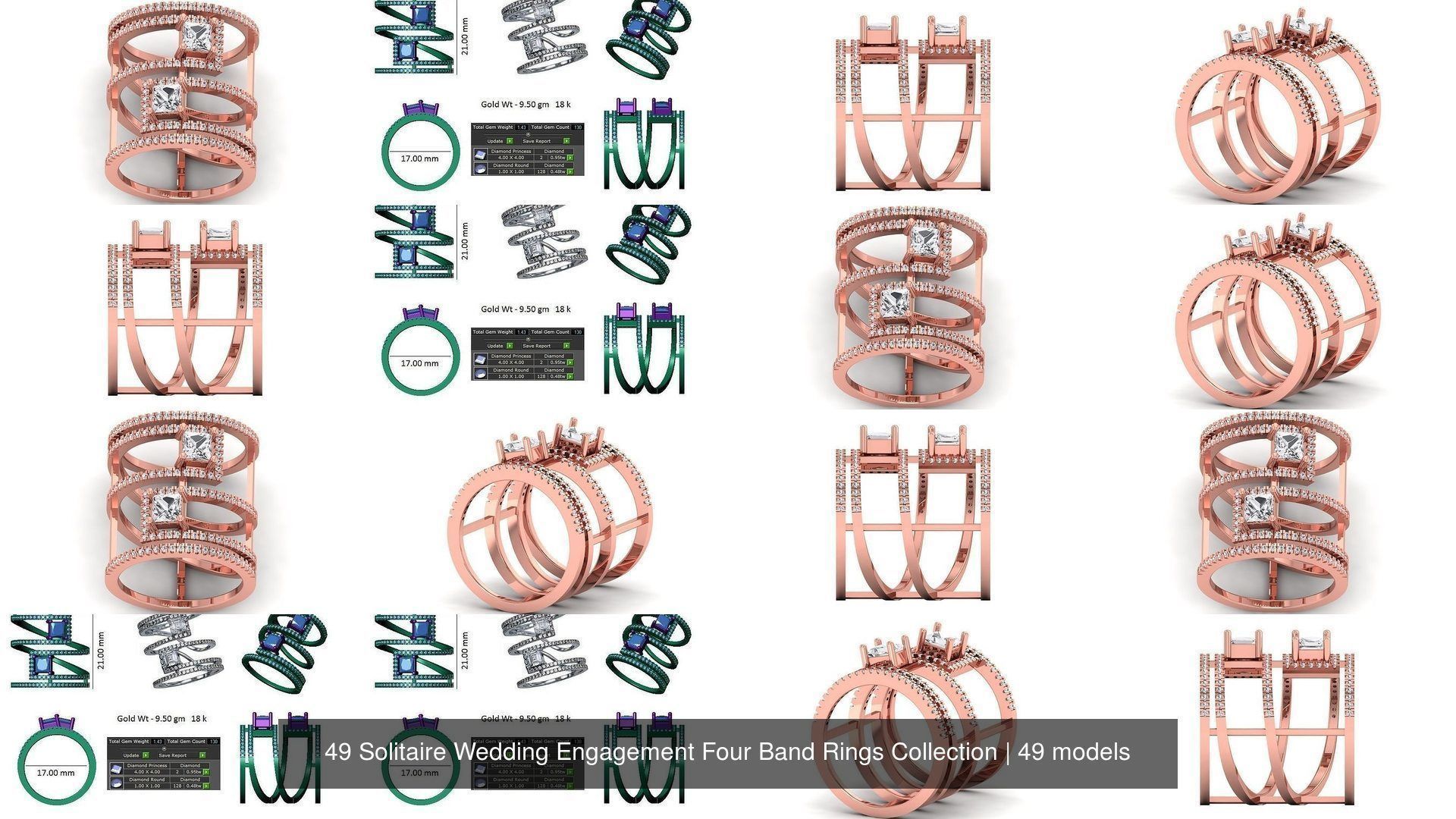 49 Solitaire Wedding Engagement Four Band Rings Collection _6