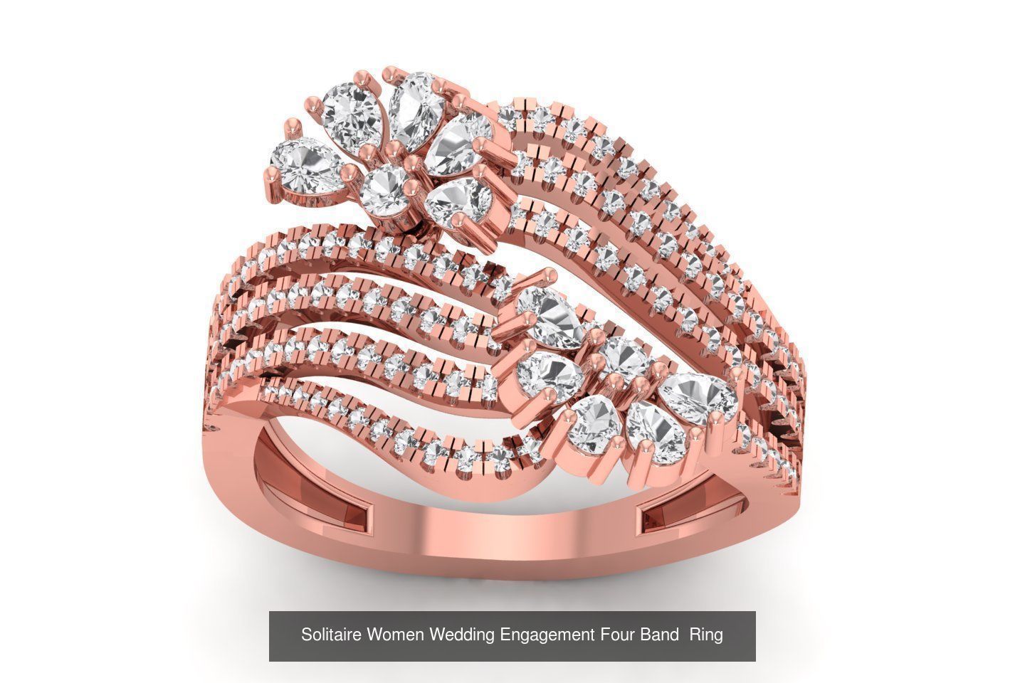 49 Solitaire Wedding Engagement Four Band Rings Collection _22