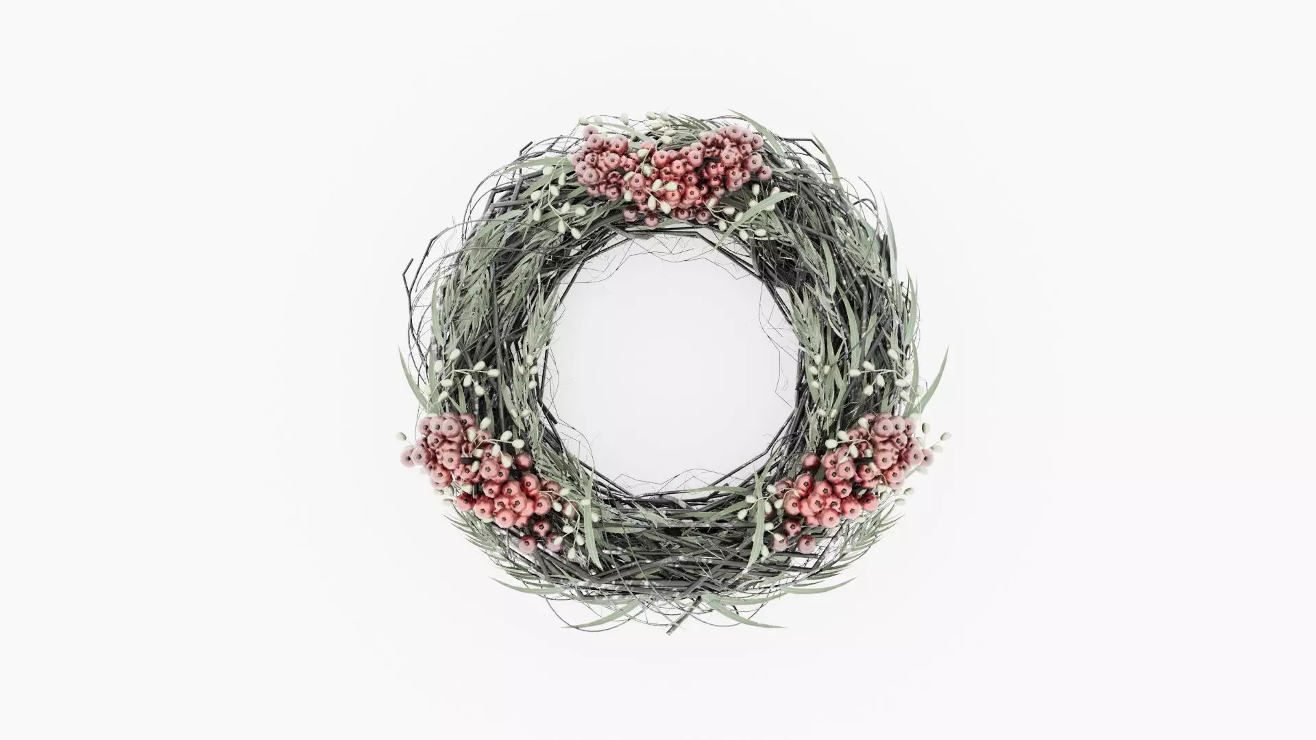 Christmas Mistletoe Wreath with Red fruit 3D model