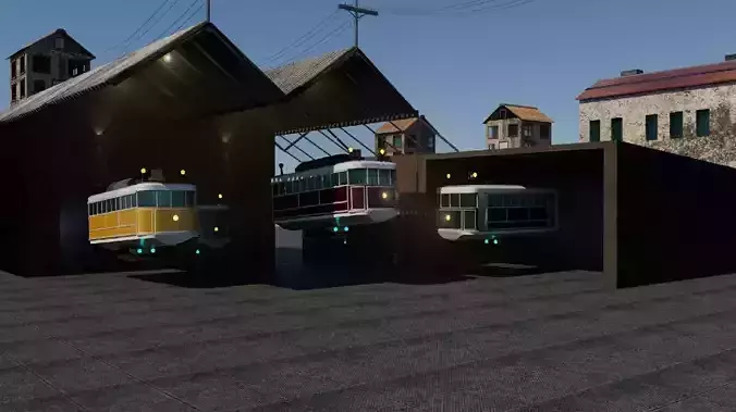 house model train station with two trains in it
