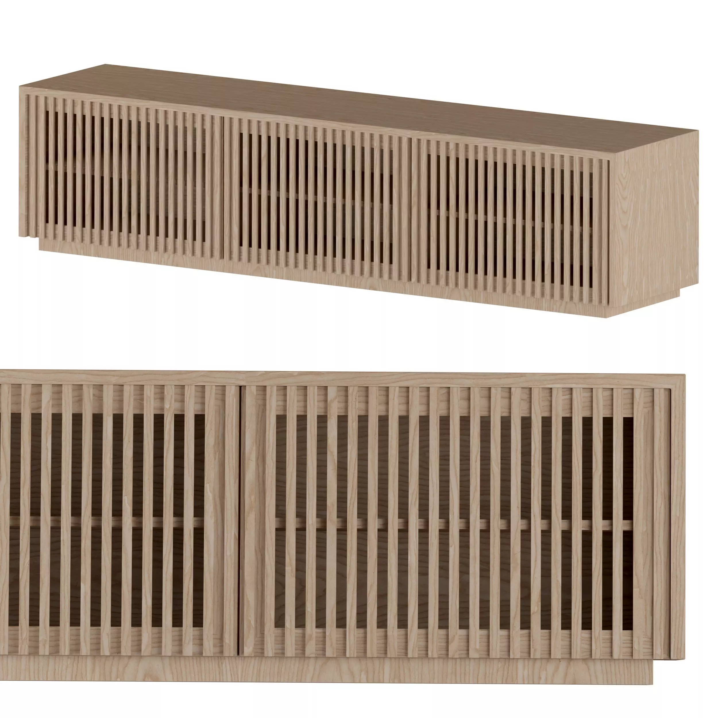 Modern Solid Wood TV Stand 3D model_0