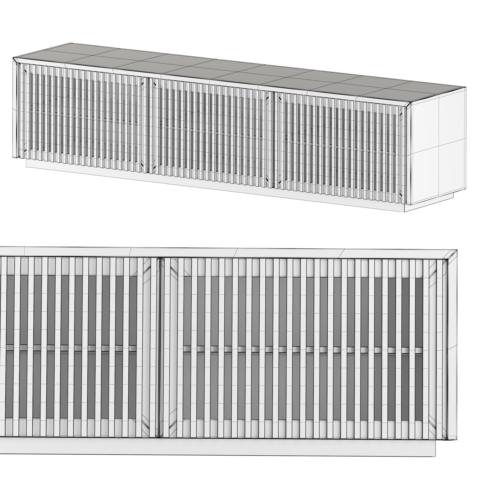Modern Solid Wood TV Stand 3D model_2