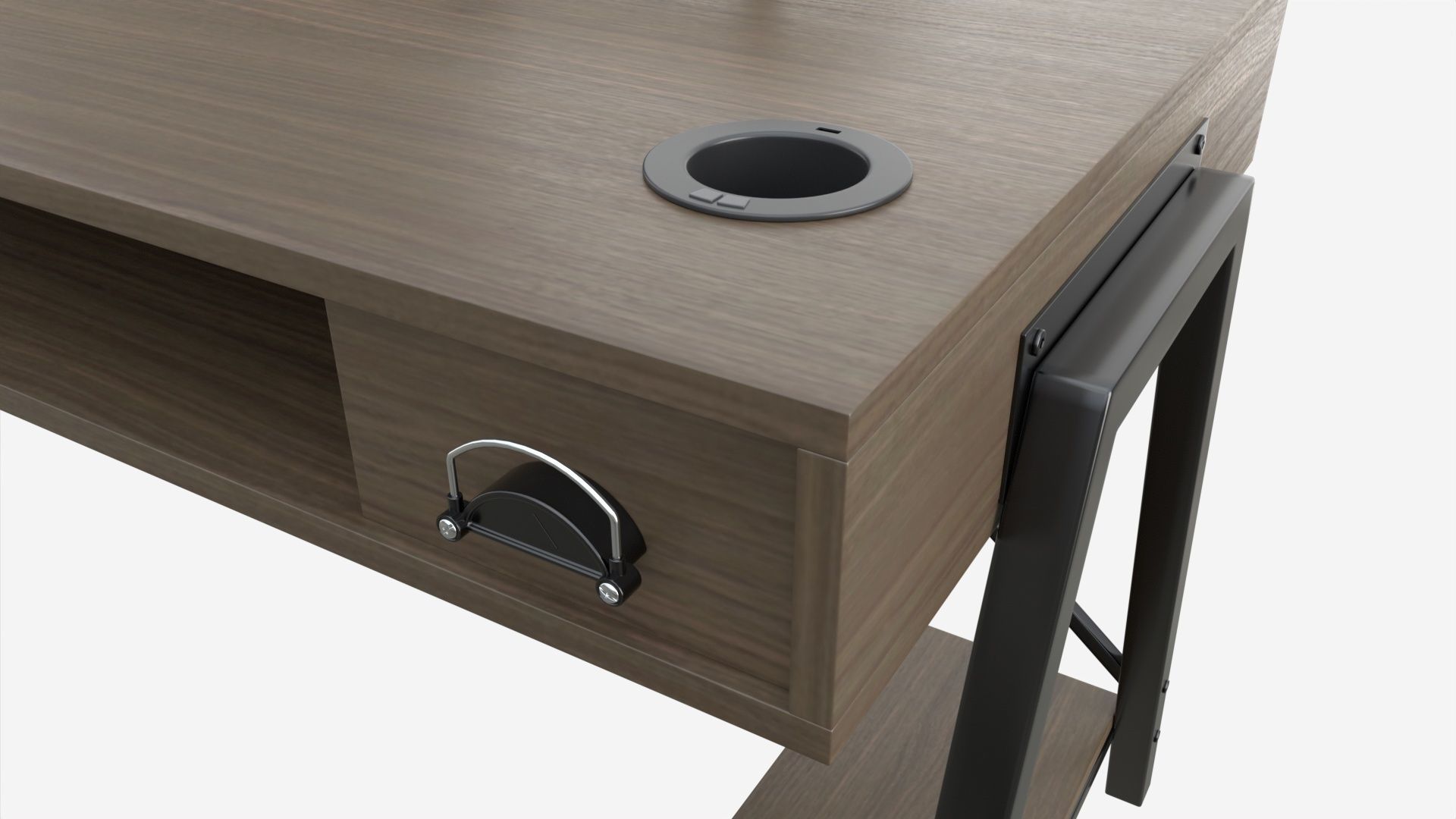 Gaming Computer Desk with Shelf 3D model_2