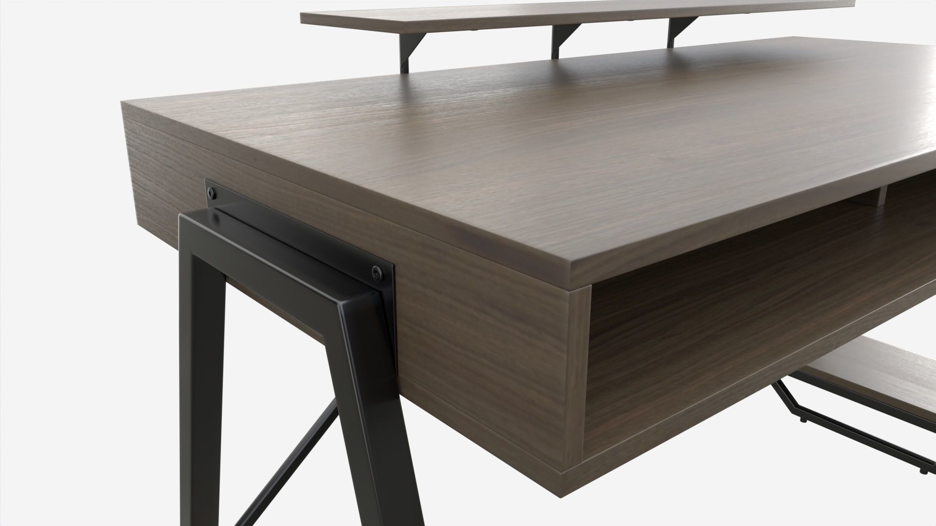 Gaming Computer Desk with Shelf 3D model_1