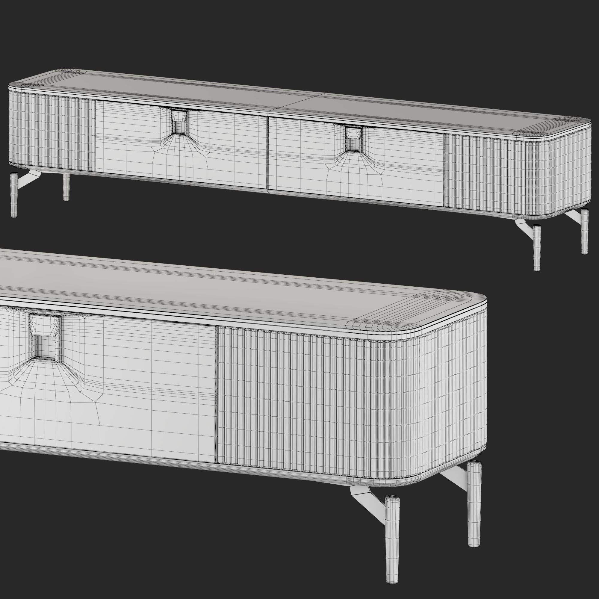 Modern Rectangle Sintered Stone TV Stand 3D model_2