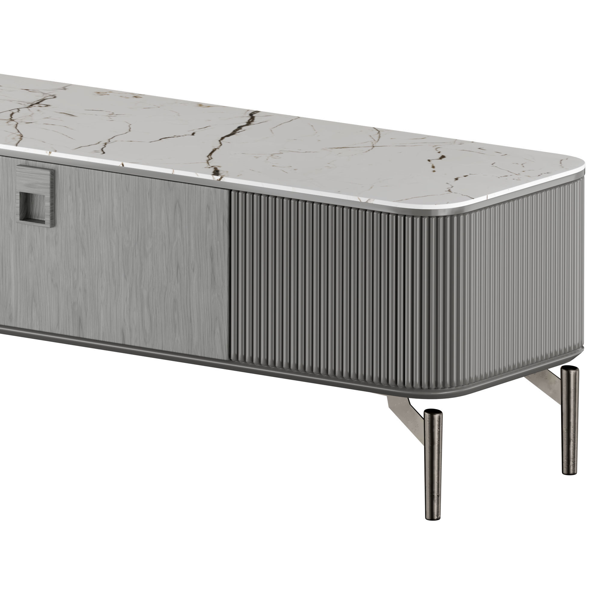 Modern Rectangle Sintered Stone TV Stand 3D model_1