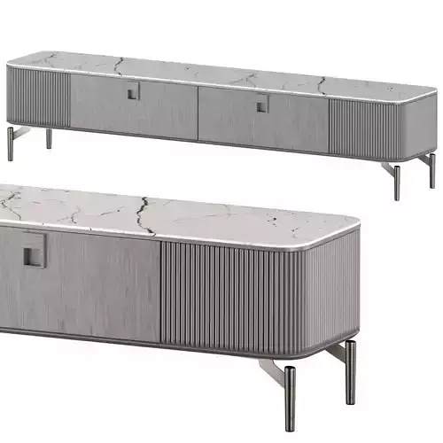 Modern Rectangle Sintered Stone TV Stand 3D model