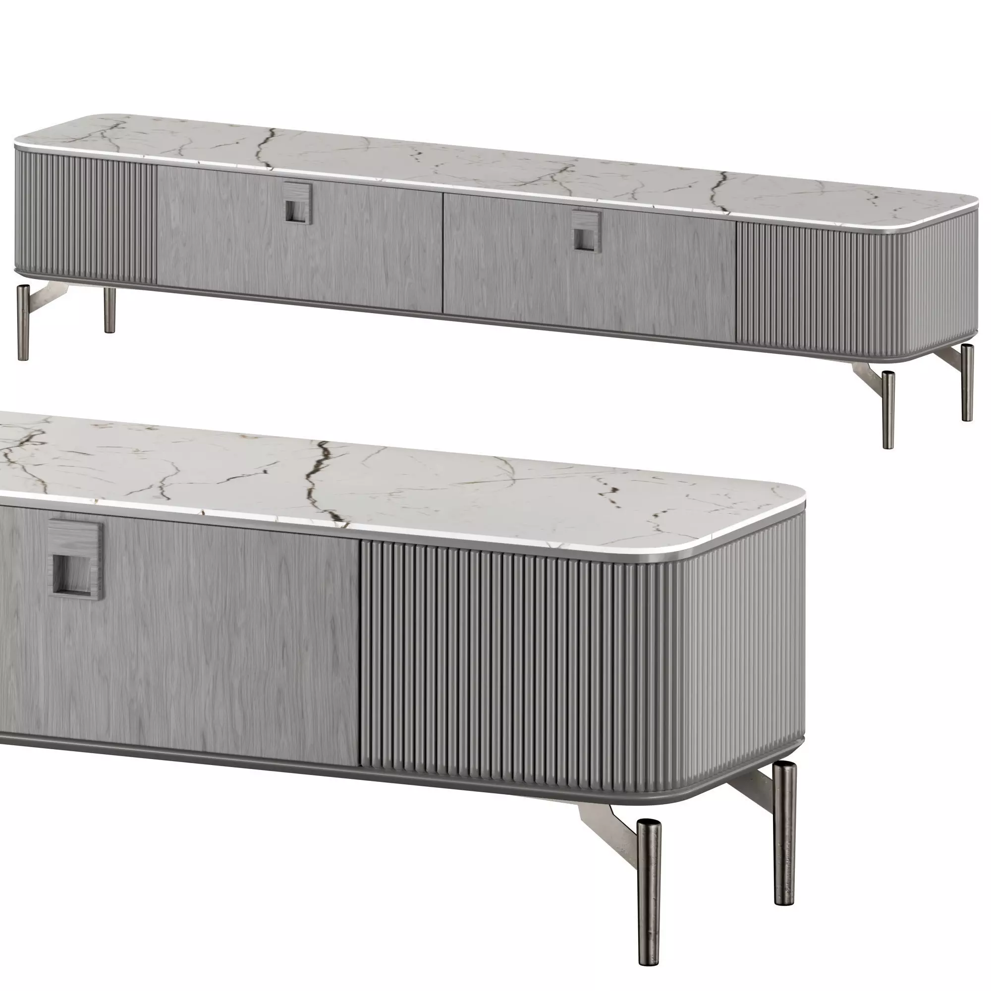 Modern Rectangle Sintered Stone TV Stand 3D model_0