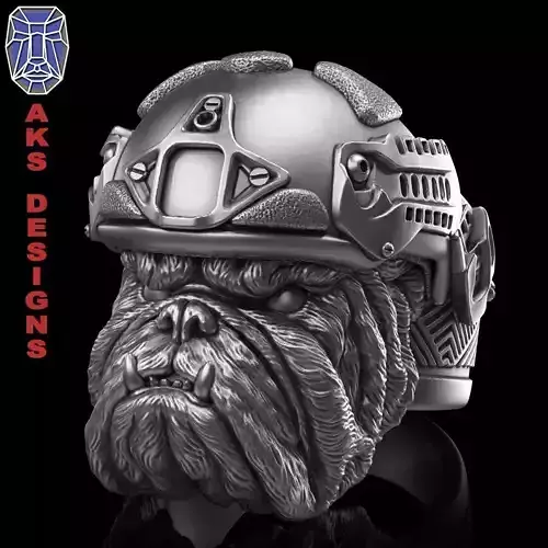 animal Ring jewelry army soldier bulldog v1 