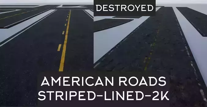 Fine-Destroyed American Striped-Lined Modular Roads