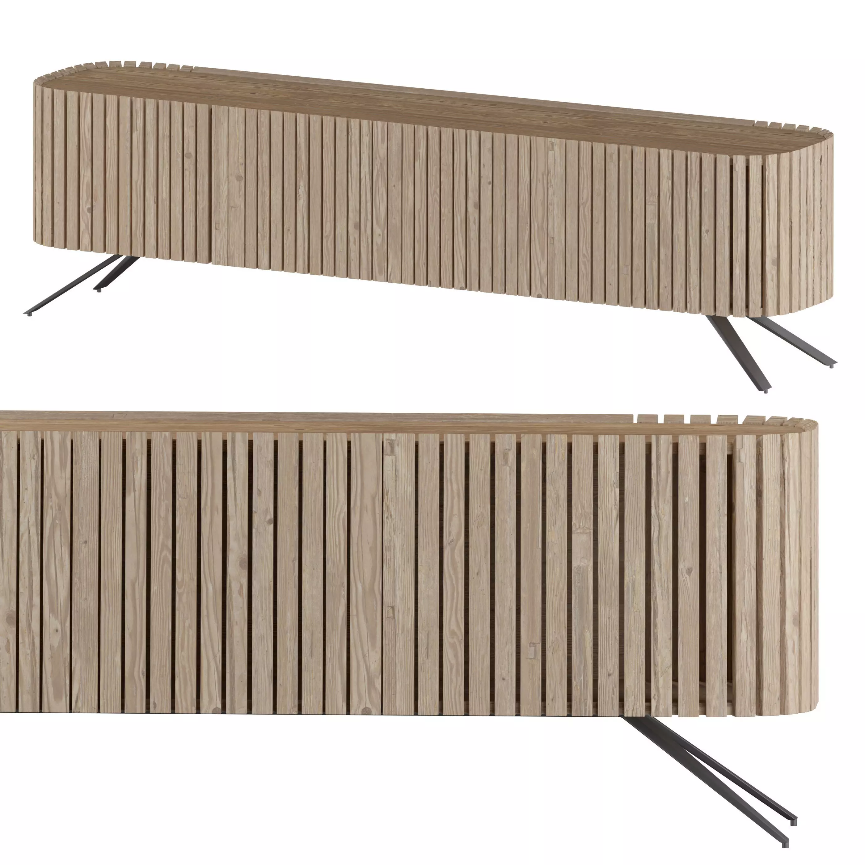 Donicy MidCentury Solid Wood TV Stand 3D model_0