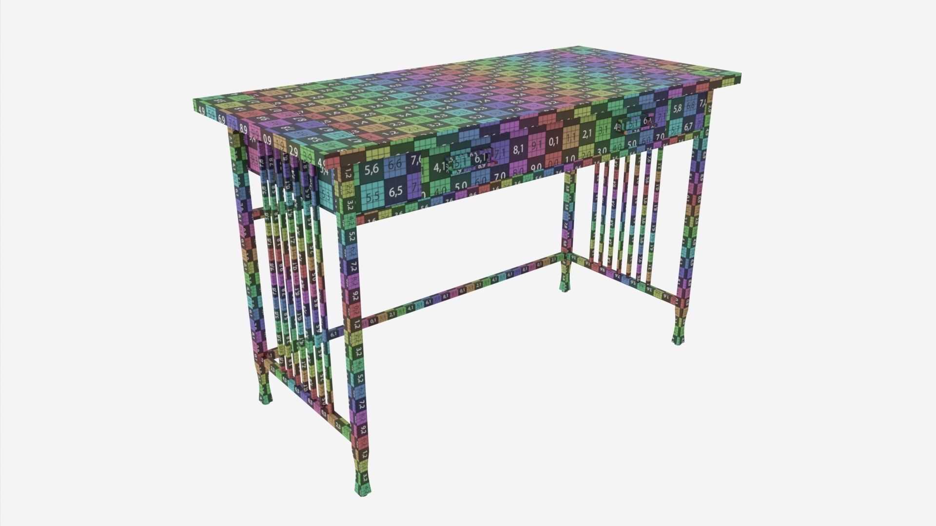 Iron Craft Computer Writing Desk 3D model_6