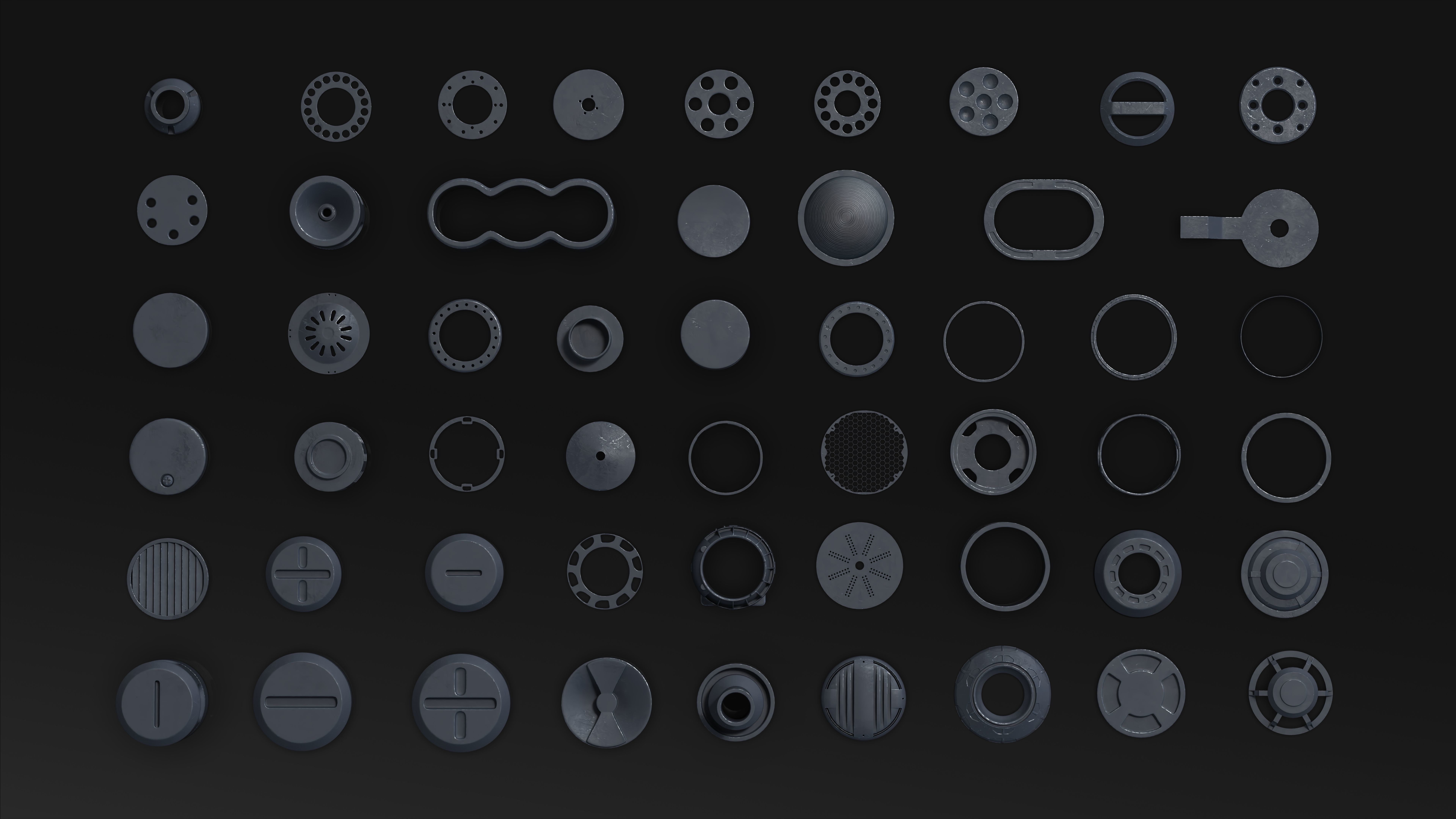 50 Hard Surface SUBD circular Elements 3D model_2
