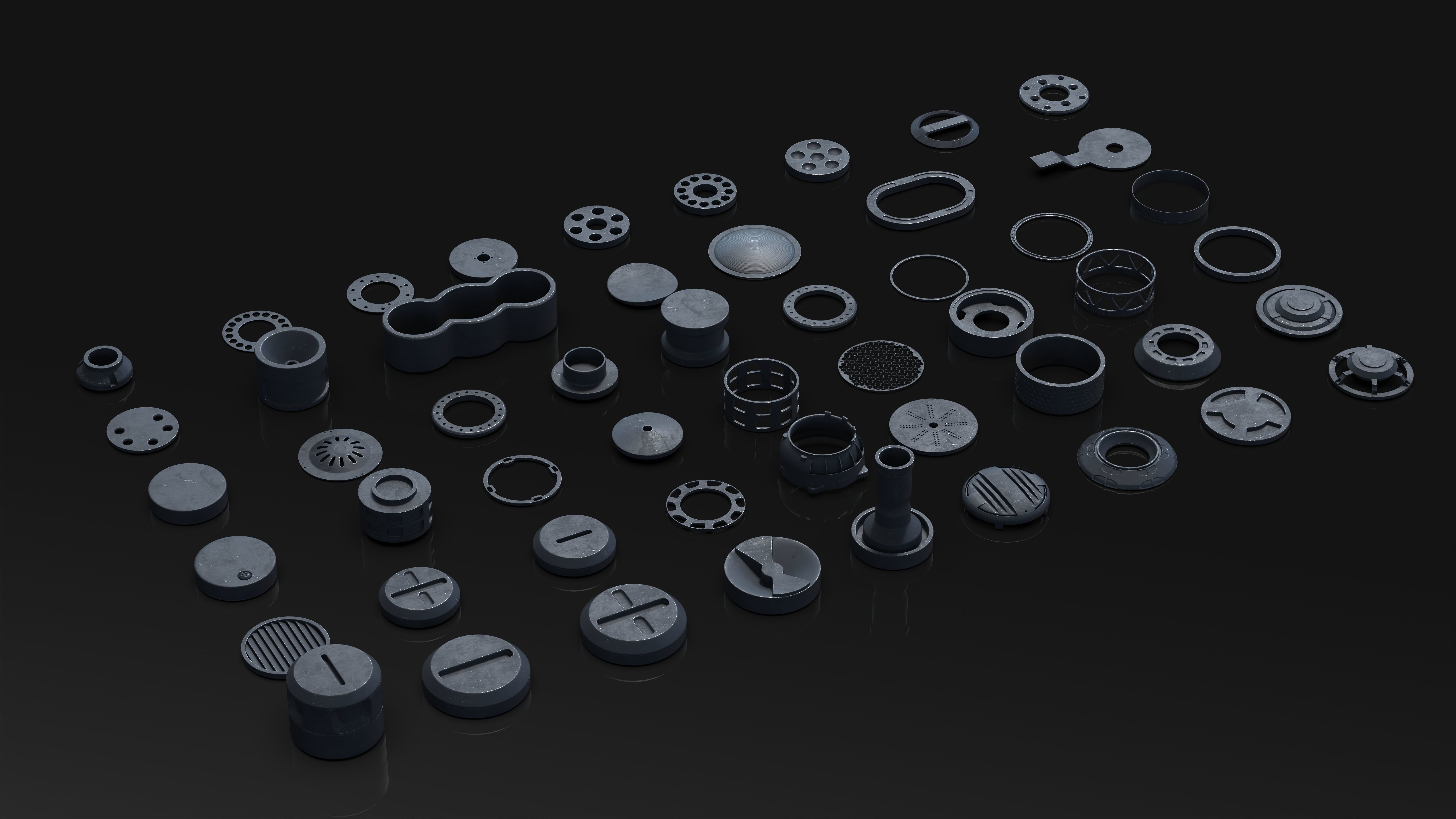 50 Hard Surface SUBD circular Elements 3D model_1