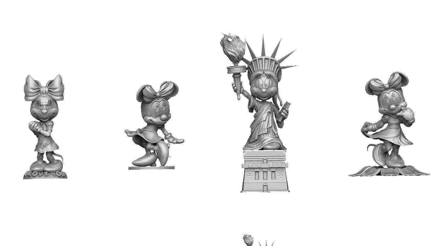 MINNIE MOUSE 4 OPTIONS FOR 3D PRINT 3D print model_1