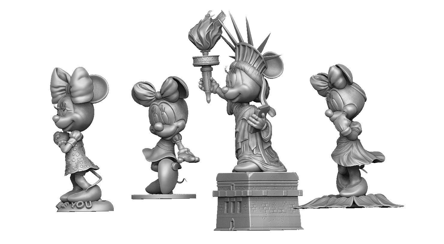 MINNIE MOUSE 4 OPTIONS FOR 3D PRINT 3D print model_3