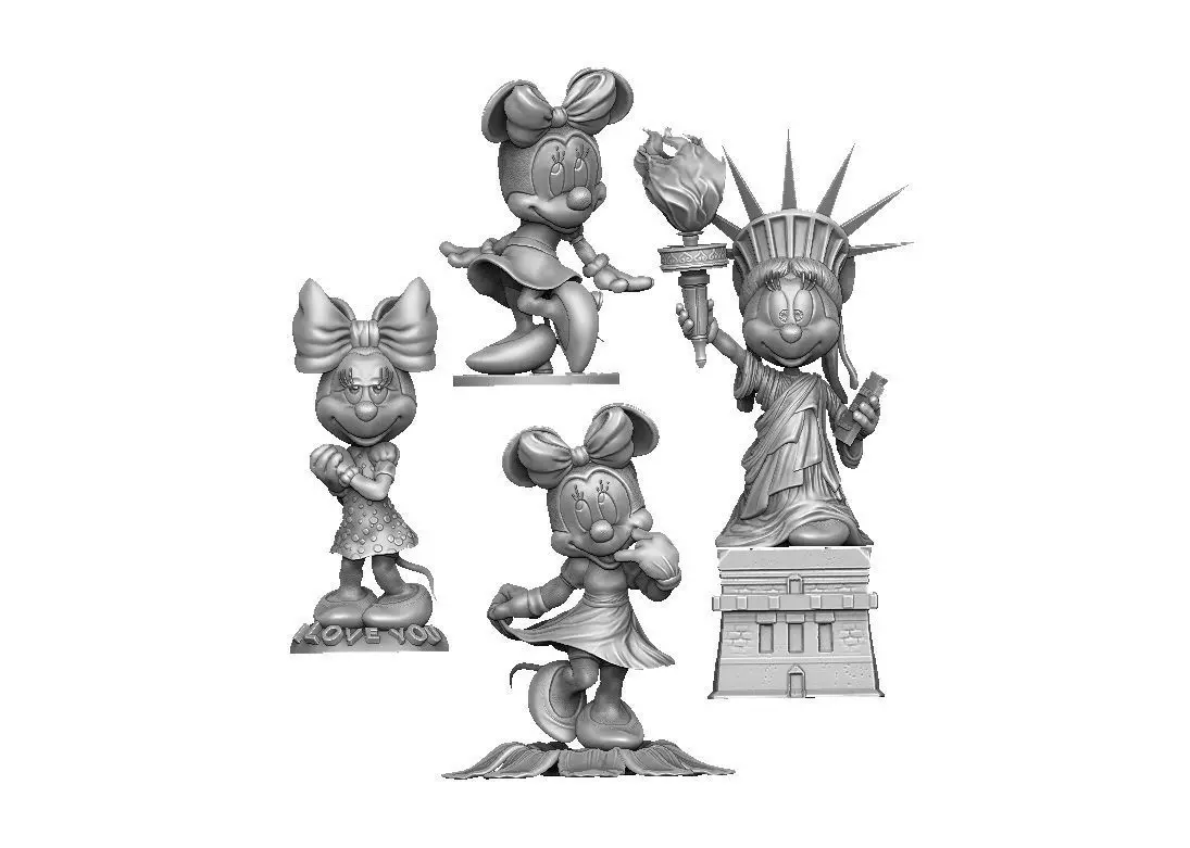 MINNIE MOUSE 4 OPTIONS FOR 3D PRINT 3D print model_0