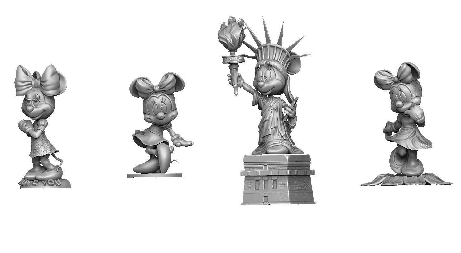 MINNIE MOUSE 4 OPTIONS FOR 3D PRINT 3D print model_2