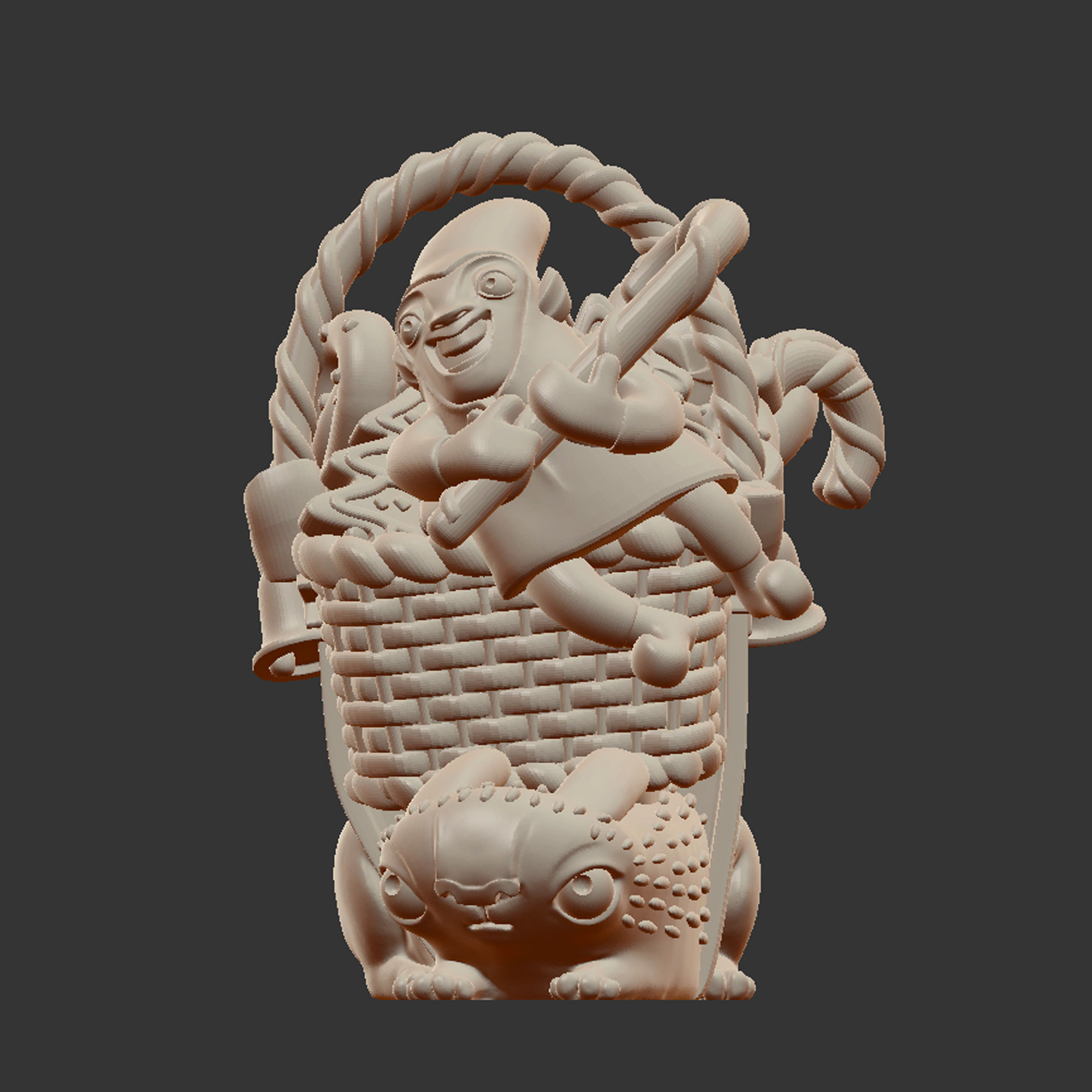 3D printed Funny Christmas elf with bunny and gifts 3D print model_9