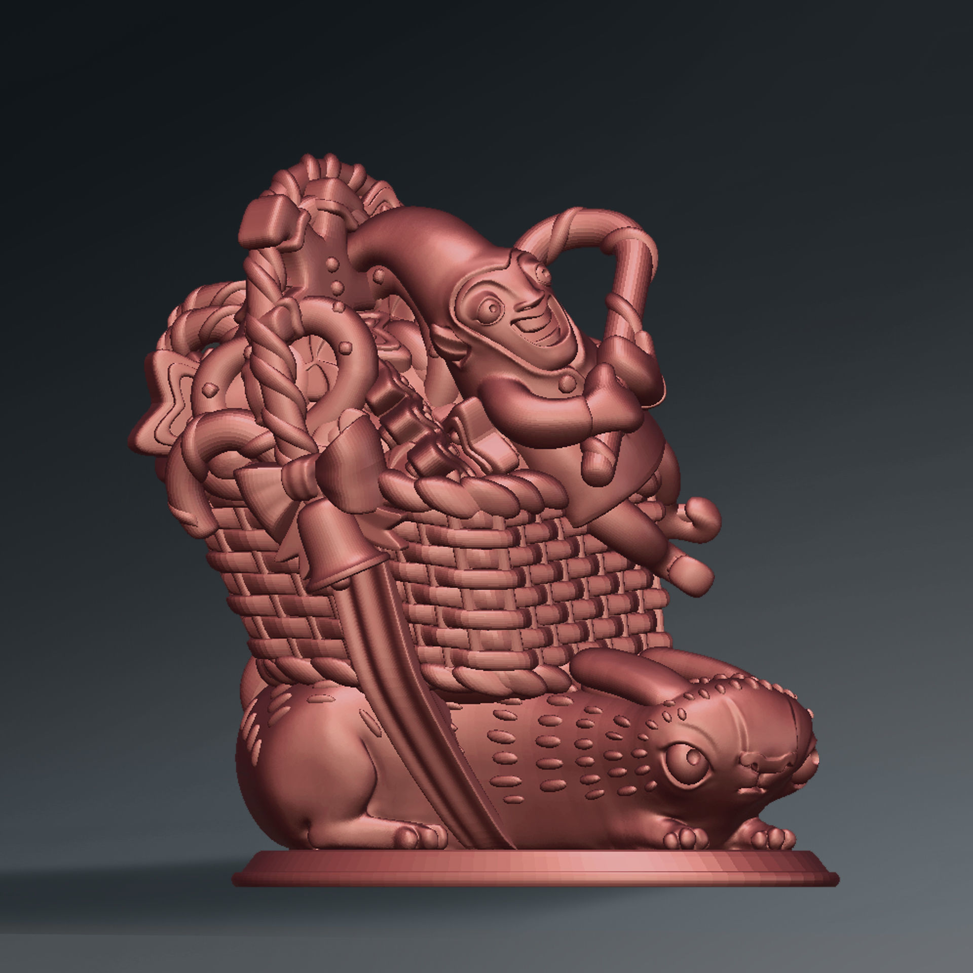 3D printed Funny Christmas elf with bunny and gifts 3D print model_5