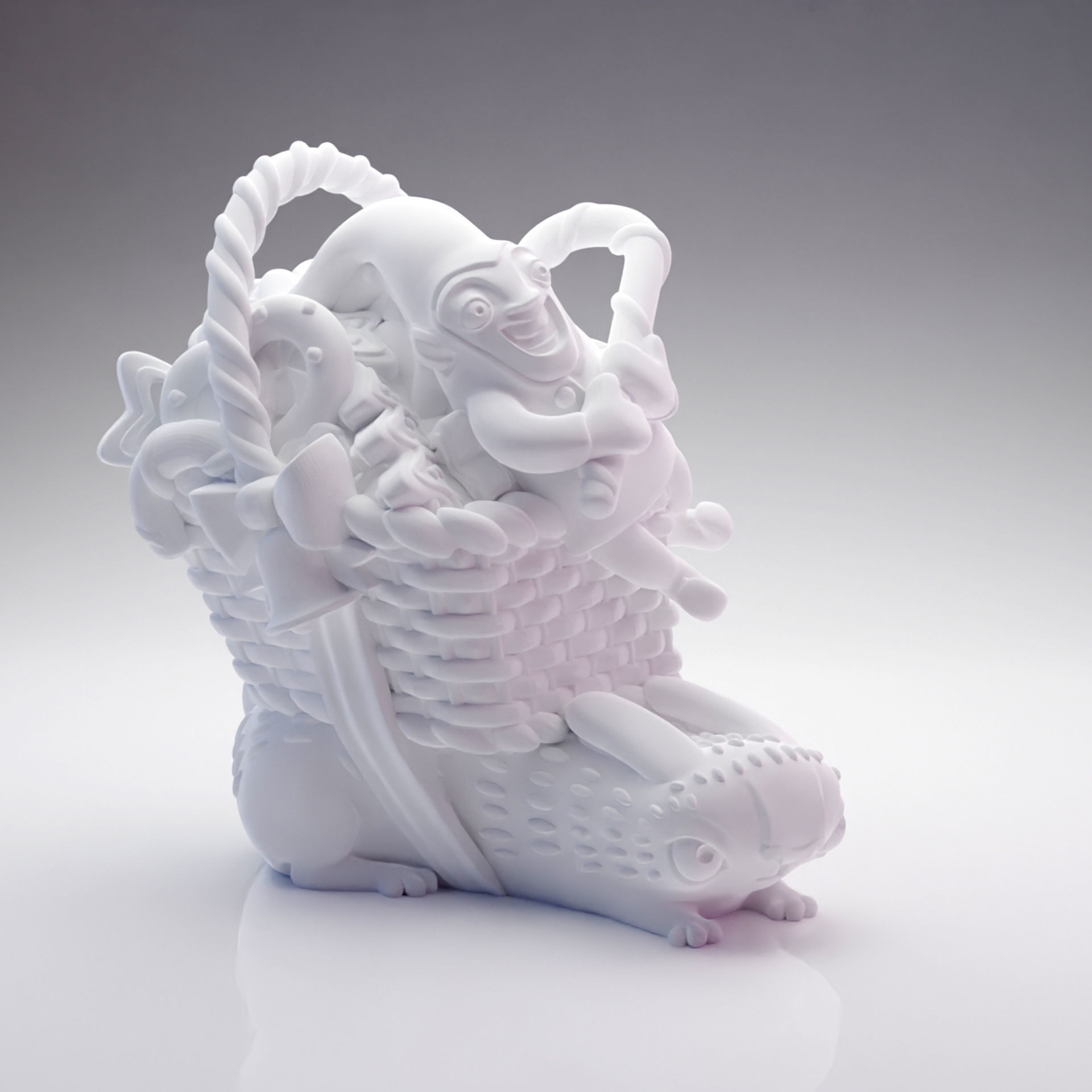 3D printed Funny Christmas elf with bunny and gifts 3D print model_18