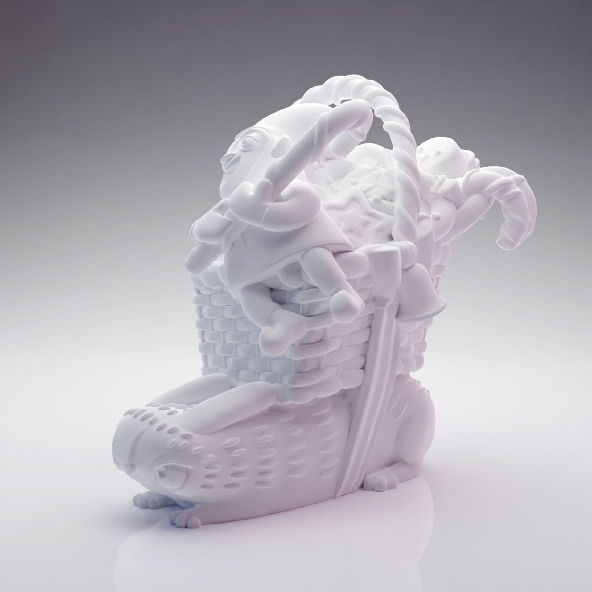 3D printed Funny Christmas elf with bunny and gifts 3D print model_17