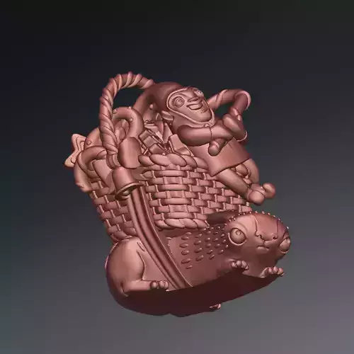 3D printed Funny Christmas elf with bunny and gifts 3D print model