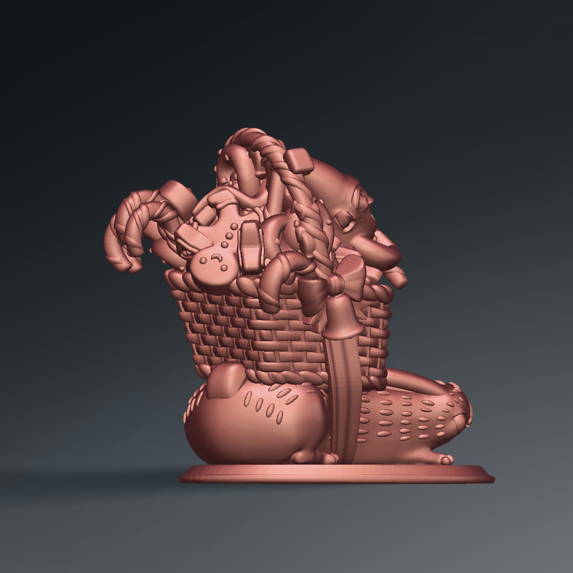 3D printed Funny Christmas elf with bunny and gifts 3D print model_11