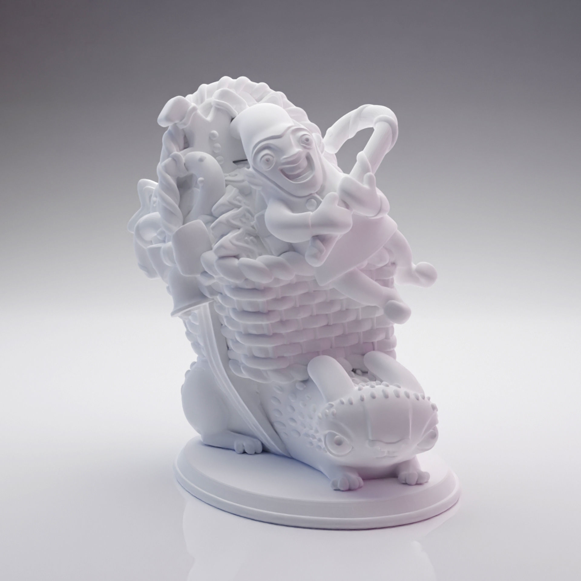 3D printed Funny Christmas elf with bunny and gifts 3D print model_14