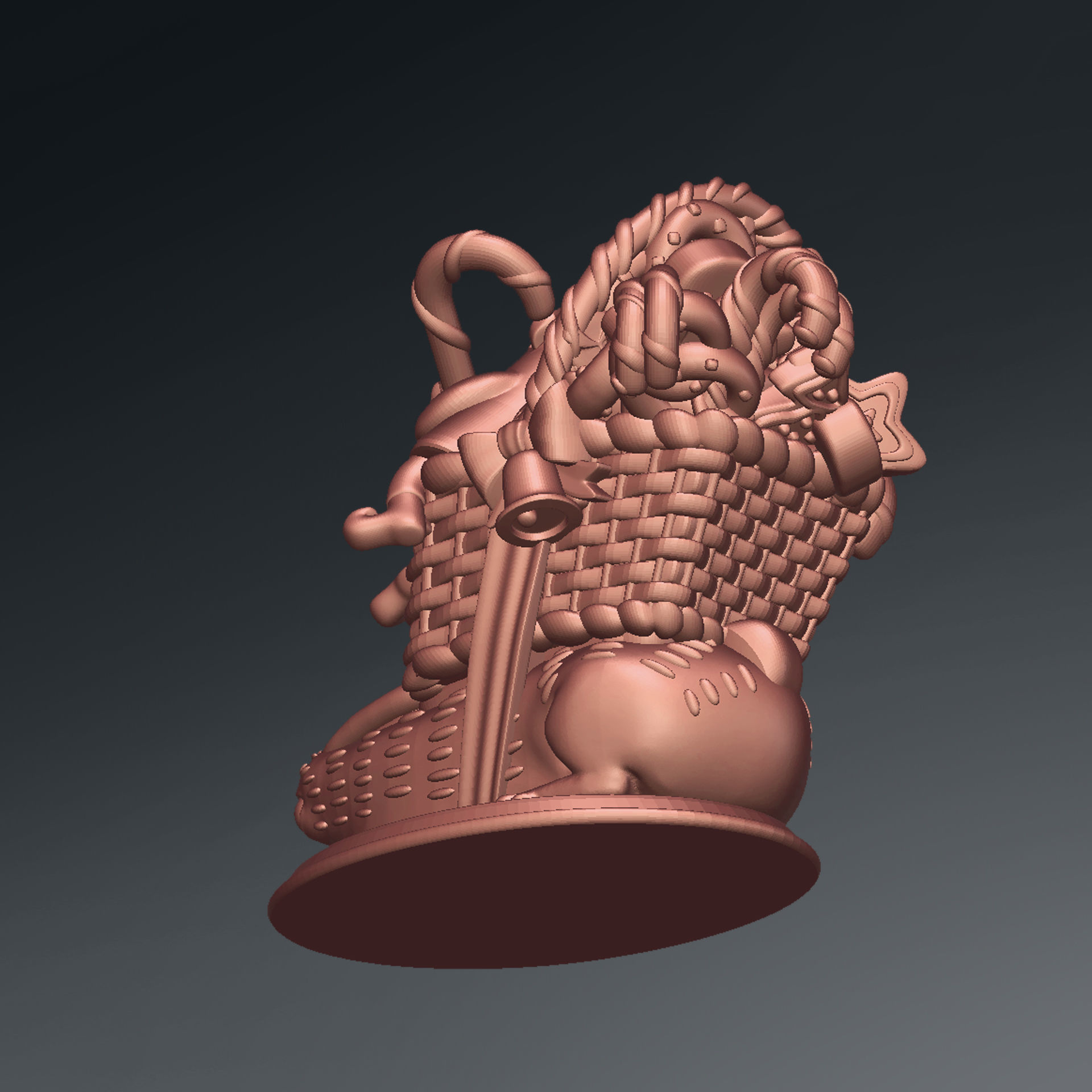 3D printed Funny Christmas elf with bunny and gifts 3D print model_12