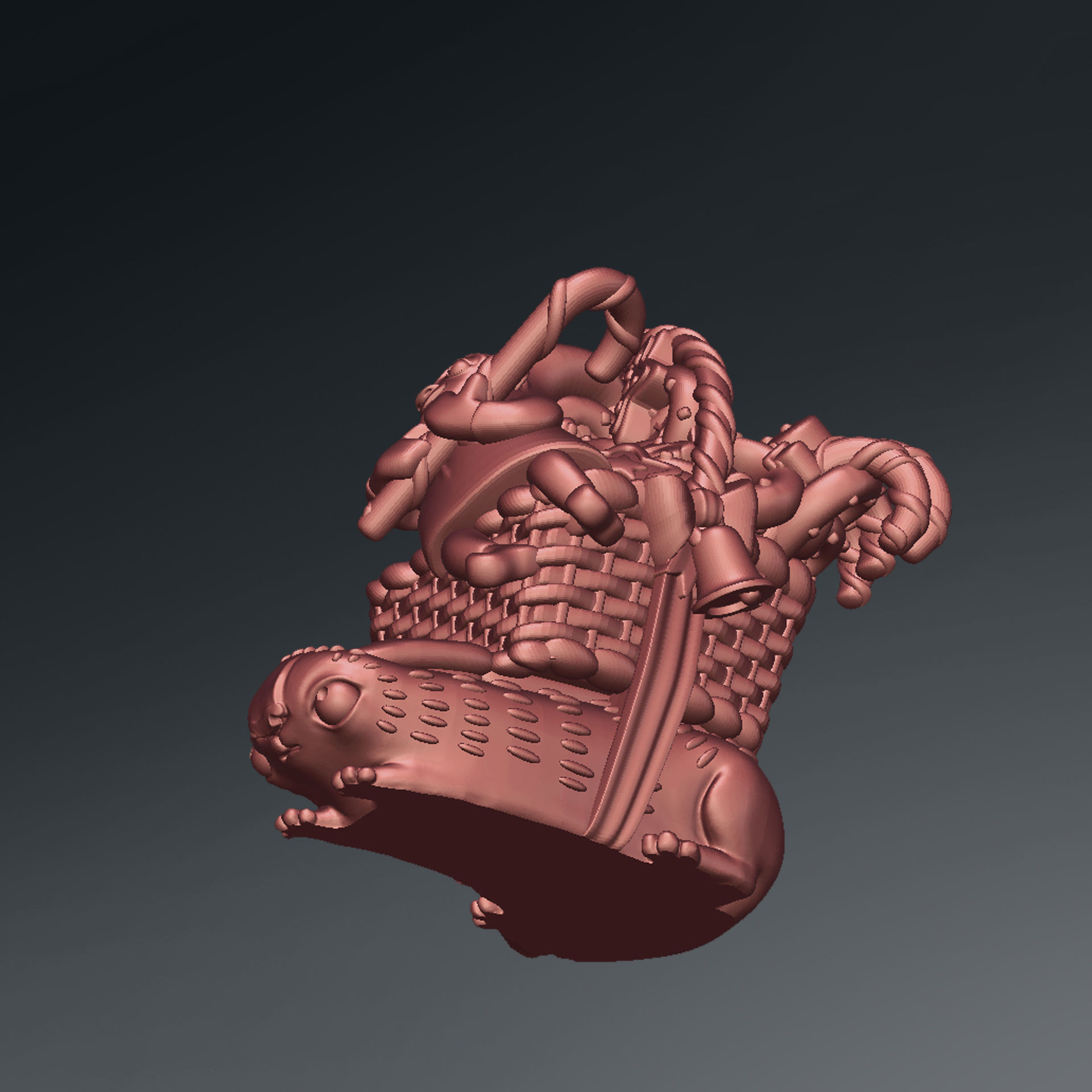 3D printed Funny Christmas elf with bunny and gifts 3D print model_13