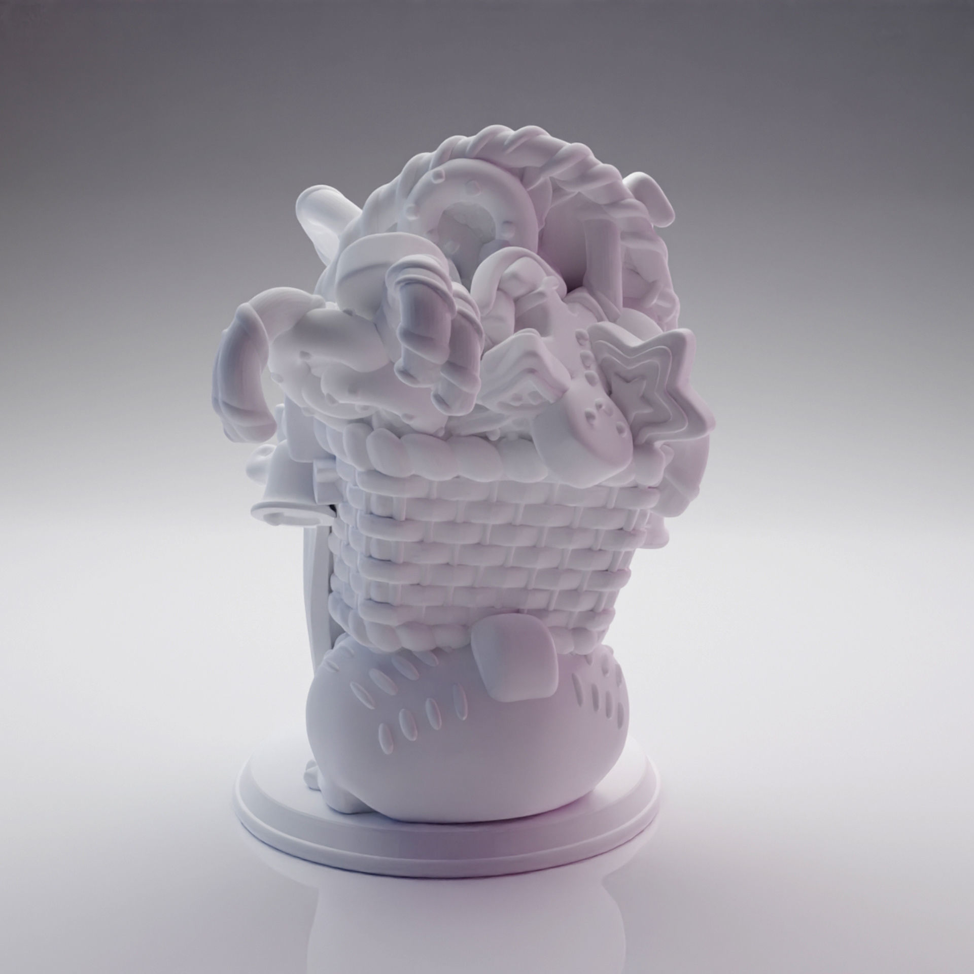 3D printed Funny Christmas elf with bunny and gifts 3D print model_16