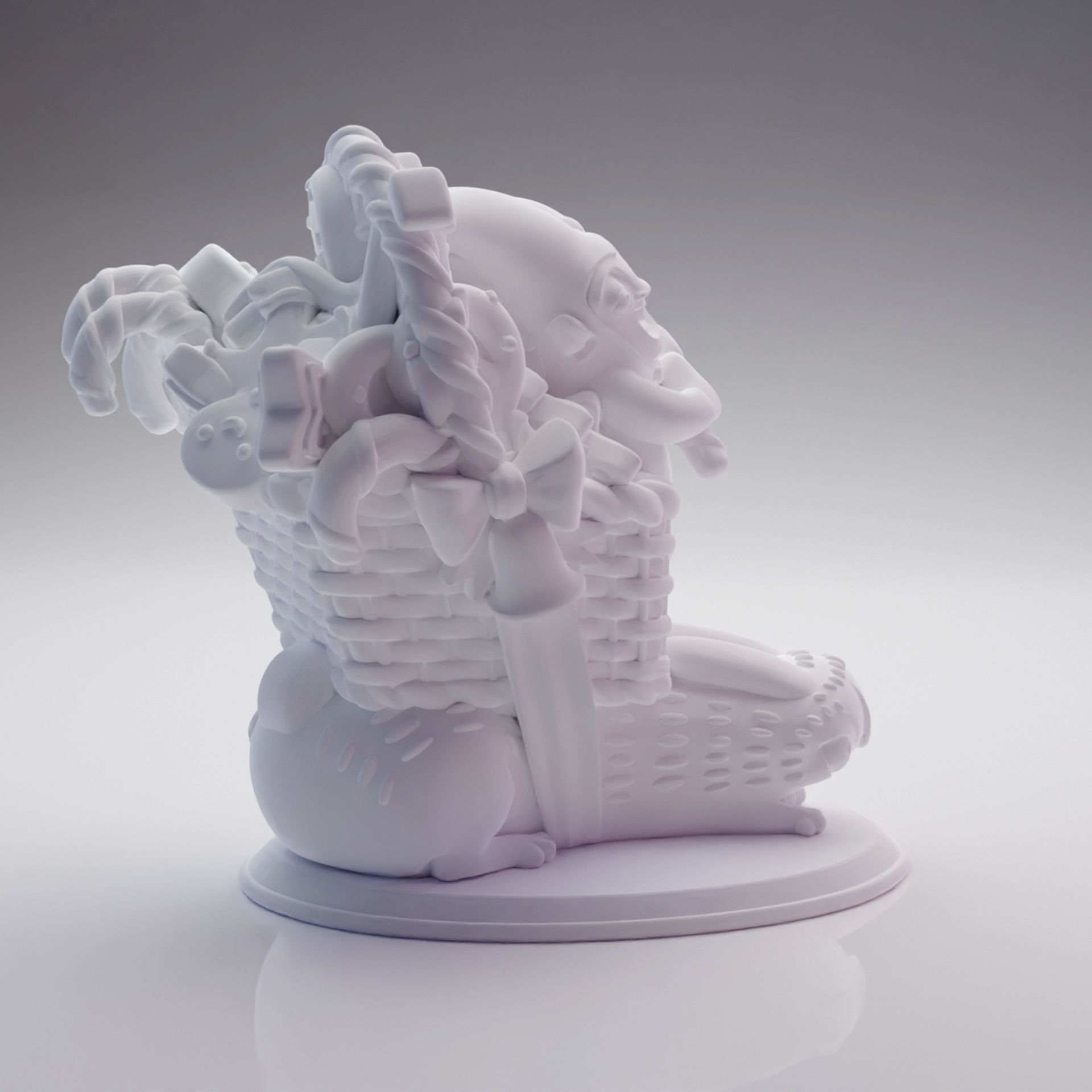 3D printed Funny Christmas elf with bunny and gifts 3D print model_15