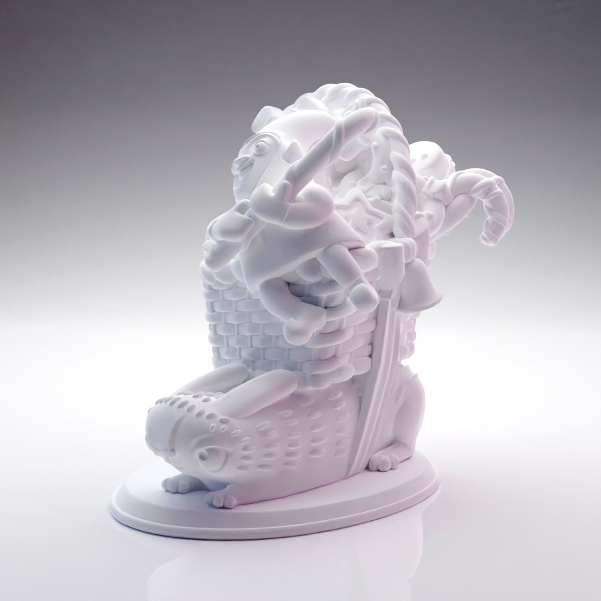 3D printed Funny Christmas elf with bunny and gifts 3D print model_1