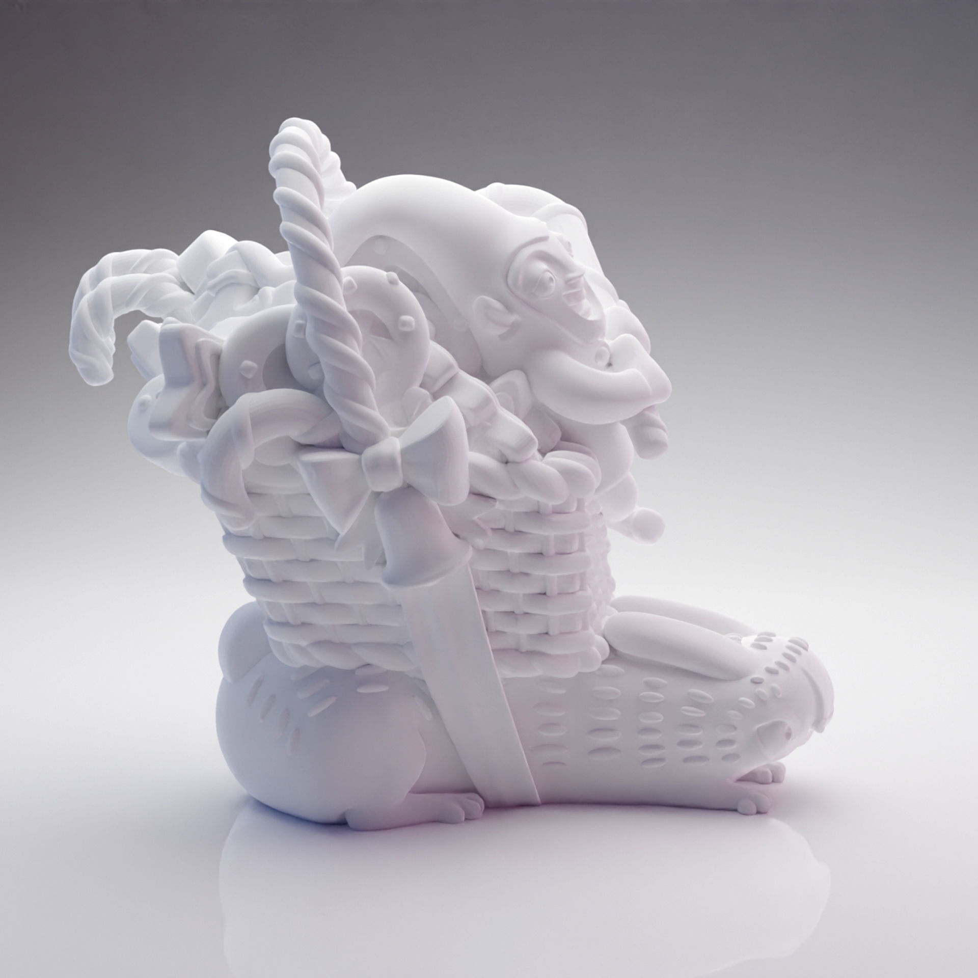 3D printed Funny Christmas elf with bunny and gifts 3D print model_19