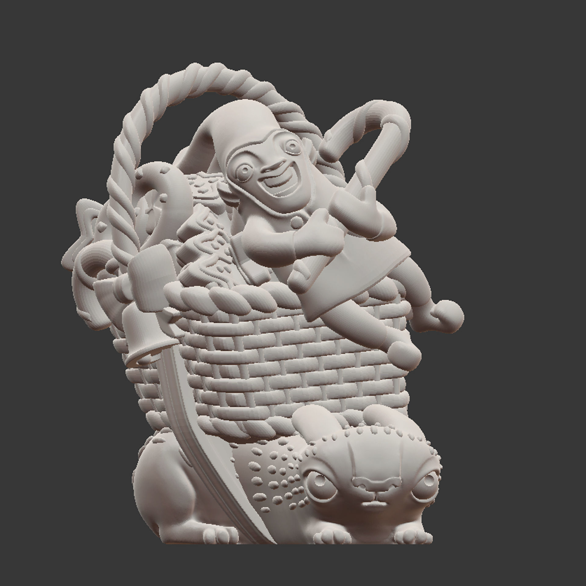 3D printed Funny Christmas elf with bunny and gifts 3D print model_10