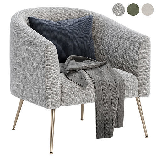 Chynia Upholstered Barrel Chair 3D model 3