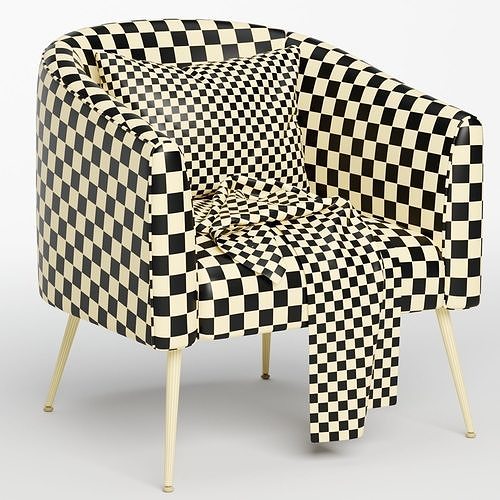 Chynia Upholstered Barrel Chair 3D model 7