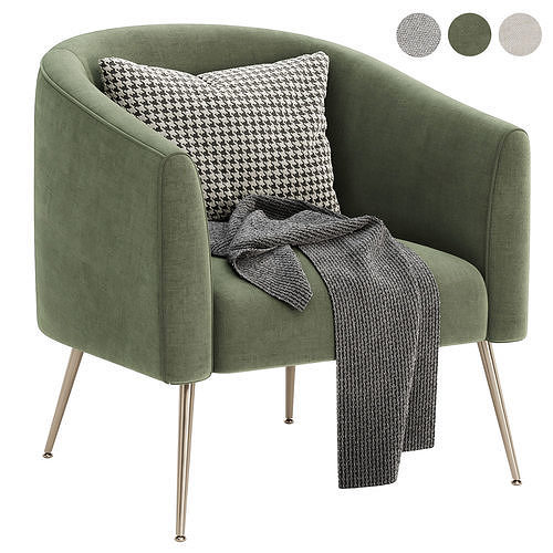 Chynia Upholstered Barrel Chair 3D model 2