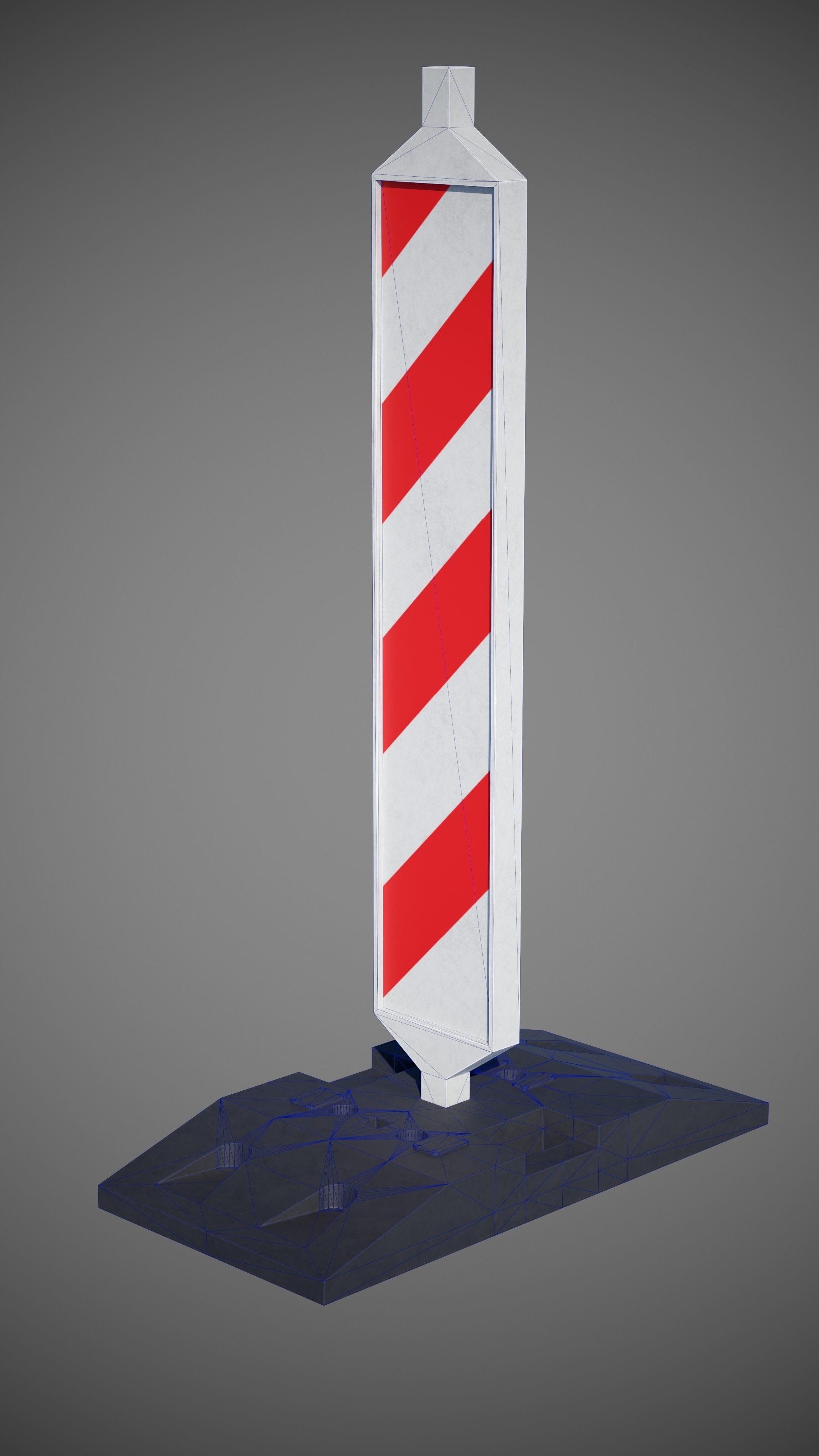 Warning pole Low-poly 3D model_6