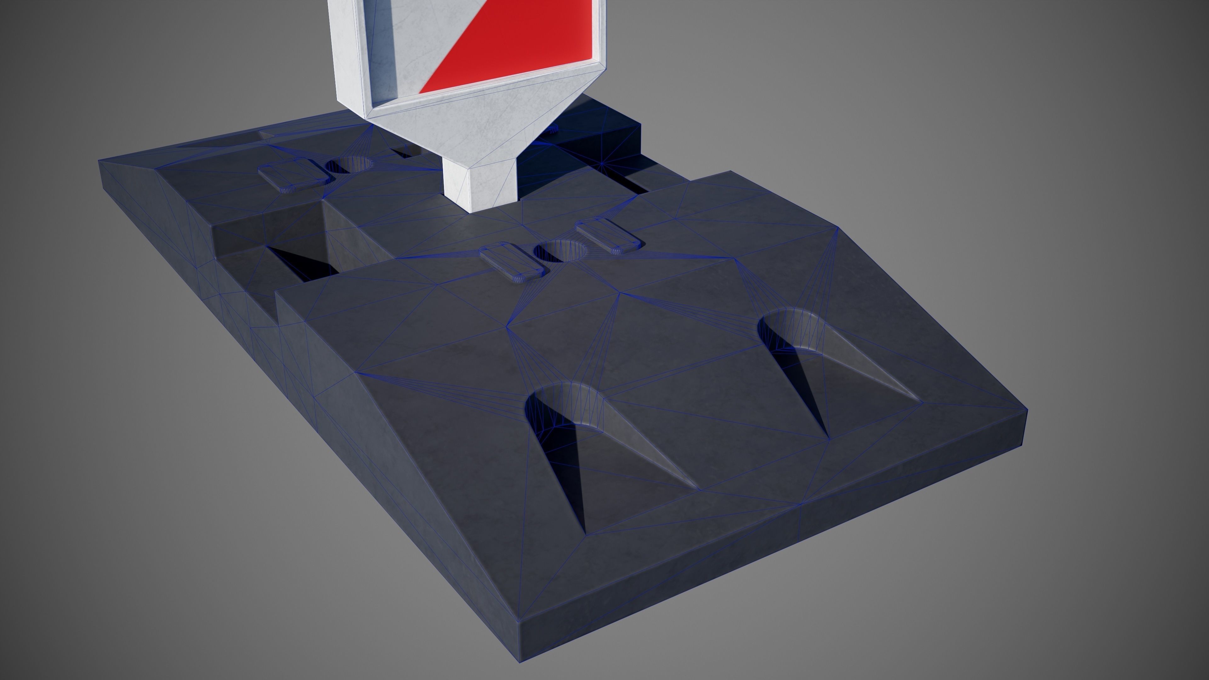 Warning pole Low-poly 3D model_12