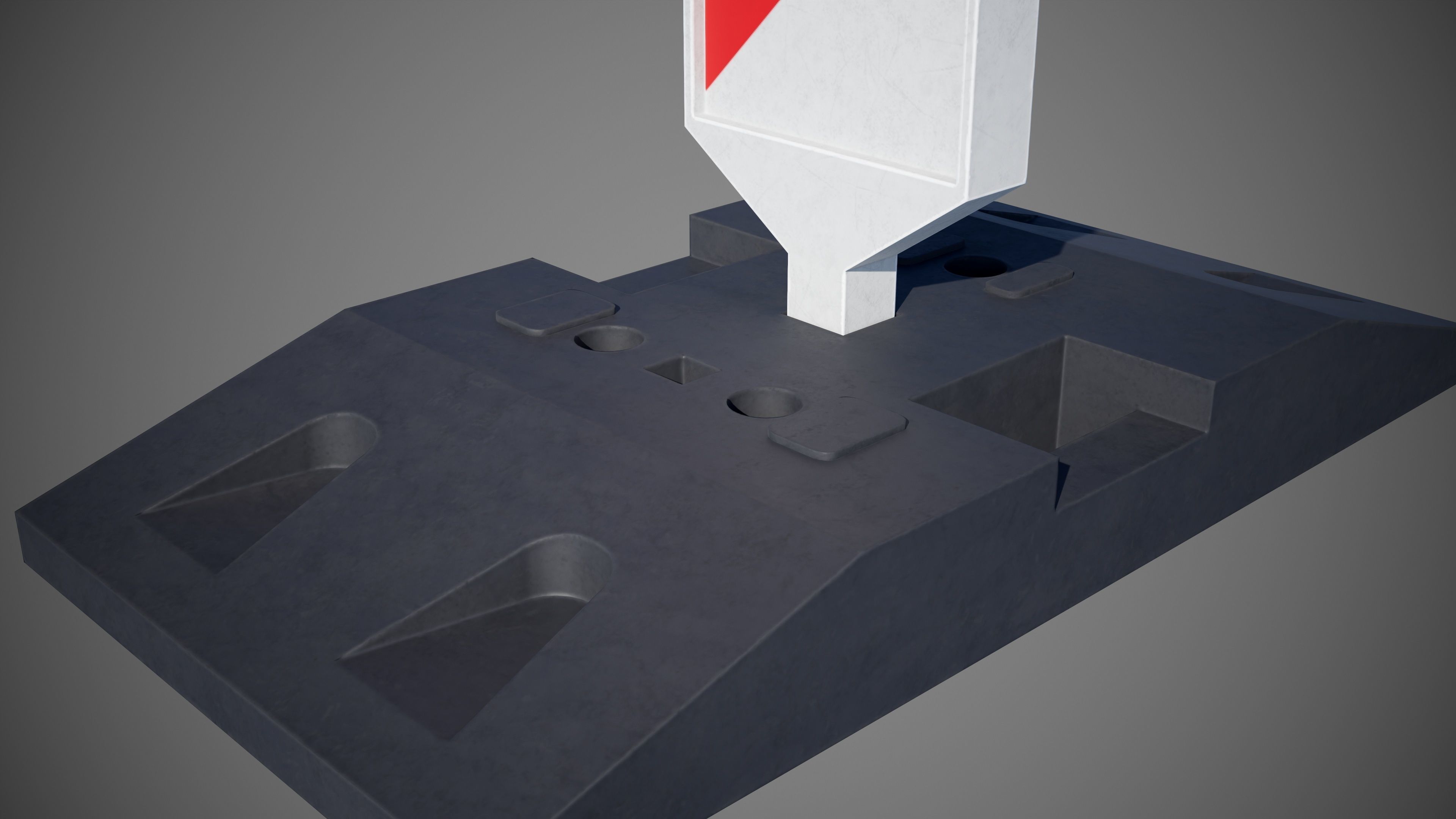 Warning pole Low-poly 3D model_9