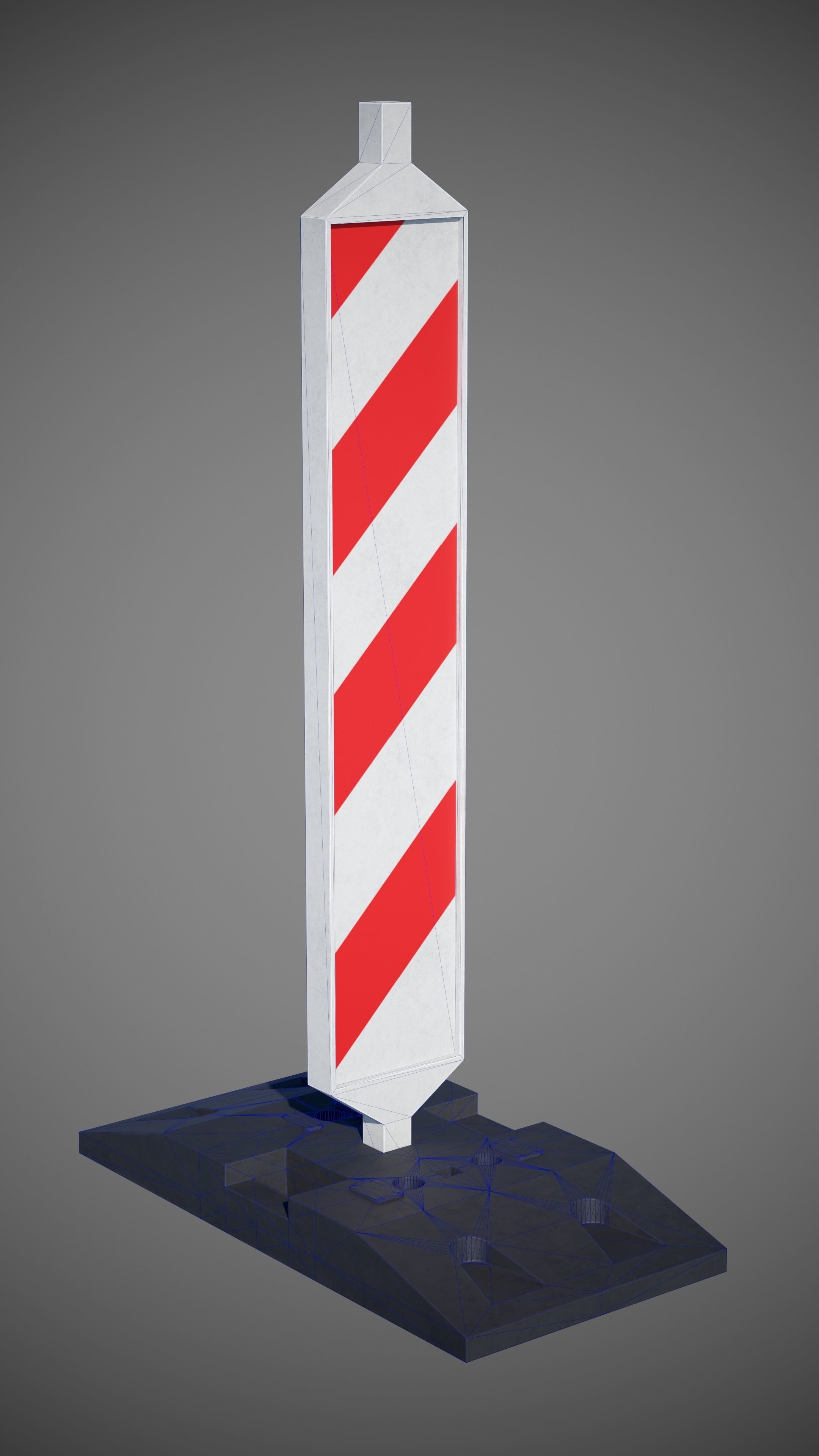 Warning pole Low-poly 3D model_2