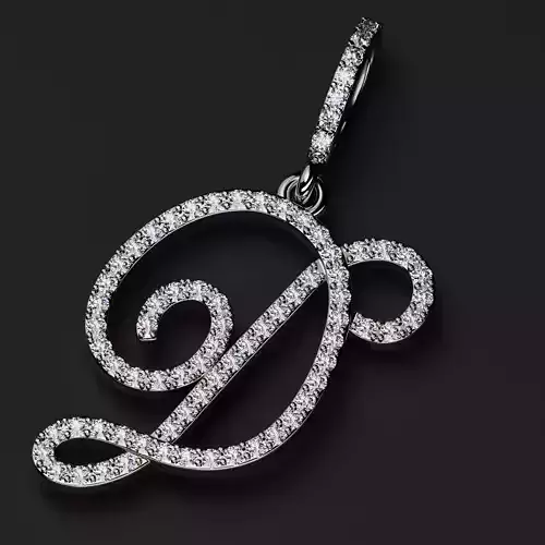 D Letter Pendant Diamonds 01